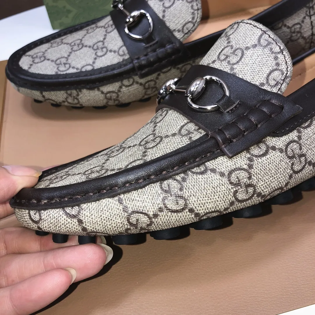 Men's Men's Shoes💰420💰[Gucci GUCCI] (High-end Niuli) New 🍀Gucci*-Gucci Peas Shoes! Made of imported original cowhide, the inner top layer is comfortable cowhide lining! Original wear-resistant rubber outsole! High quality products! Code number 38-44!